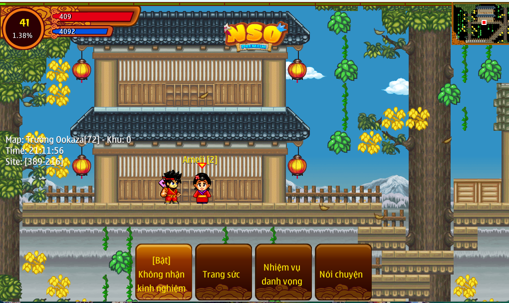 NPC Ameji tại trường Okaza hỗ trợ bật tắt exp NSO nhanh chóng