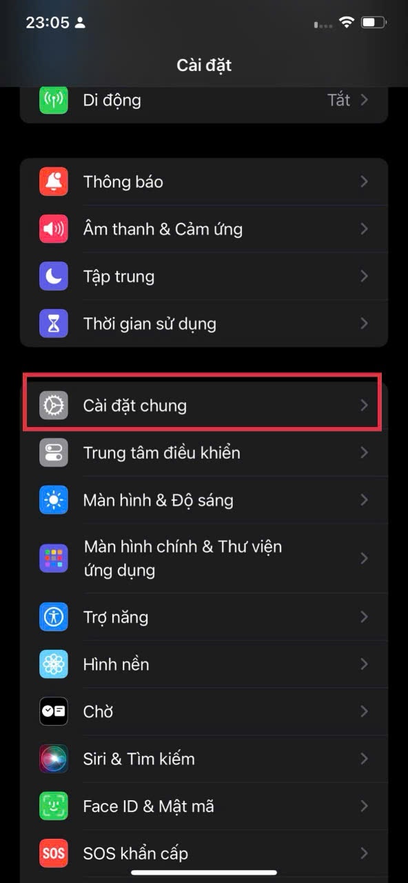 Bước 2: Mở cài đặt trên iPhone