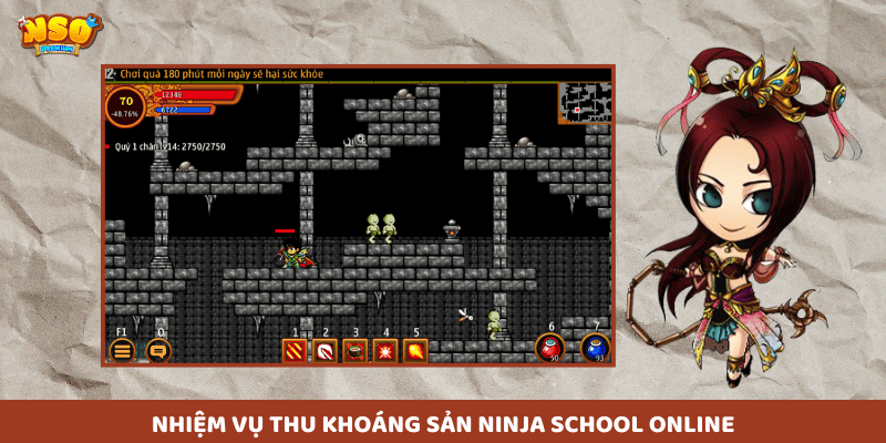 Nhiệm Vụ Thu Khoáng Sản Ninja School Online Trong nhiệm vụ này, người chơi cần thu thập các loại khoáng sản quý hiếm từ các mỏ khoáng phân bố trong bản đồ